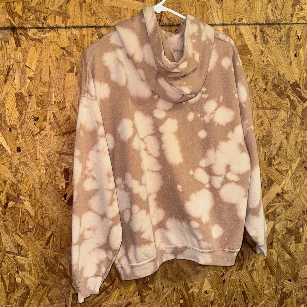 Goodie Two Sleeves Leopard Graphic Hoodie Brown Tie Dye Pullover Sporty Lounge M - Picture 3 of 5